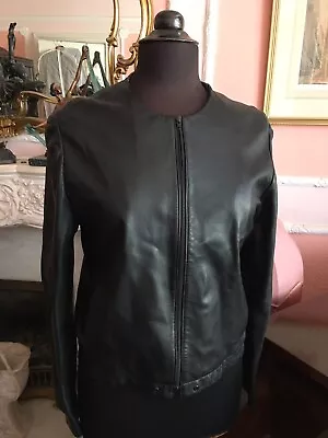 Marks & Spencer Real Leather Black Zip Jacket • £19.99