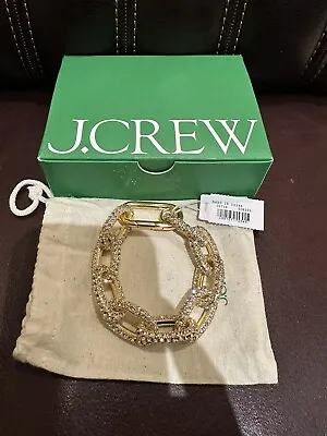 J Crew Pave Gold Chain Bracelet With Crystals NIB • $54