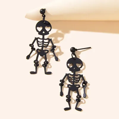 $1.99 • Buy Black Skeleton Punk Party Earrings Gothic Hip Hop Jewellery Skull Bone Earrings