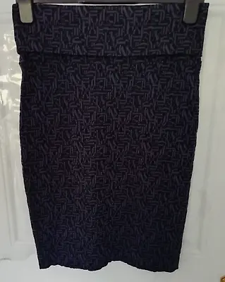 Bitte Kai Rand Size M Black Purple Letter Print Super Stretchy Pencil Skirt  • $27.37