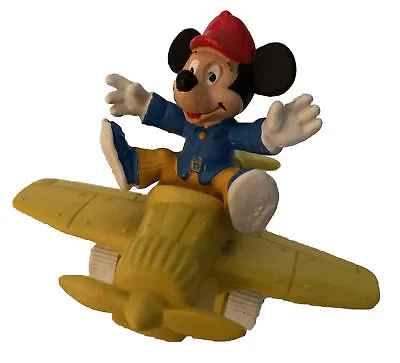 Vintage D Bully Mickey Mouse On Yellow Plane Wheels Disney Licensed Rubber Toy • $19.79