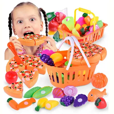 £6.70 • Buy 24x Kids Pretend Role Play Kitchen Fruit Vegetable Food Toy Cutting Set Gift Toy