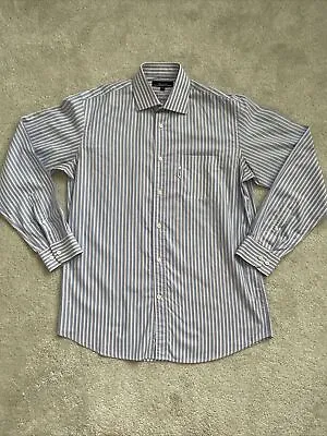 Mens Faconnable Shirt Blue White Pink Stripes UK Size 41/42 UK Large • £19.99
