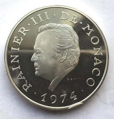 Monaco 1974 25th Anniversary Of Reign 100 Francs 1.18oz Silver CoinProof • $87.30