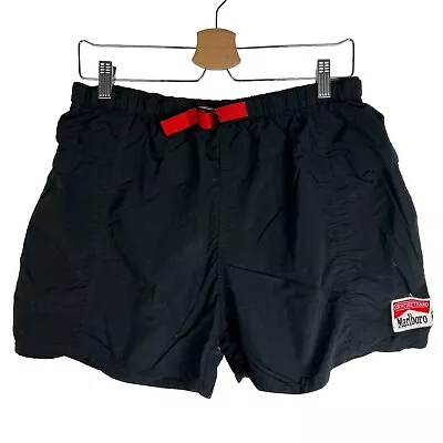 Vintage 90s Marlboro Shorts Mens Small Black Belted Hiking Outdoor Cigarette • $28