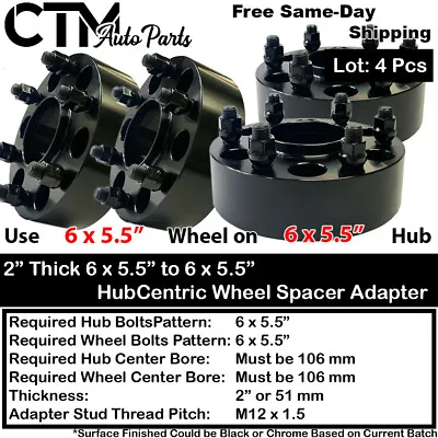 4x 2  6x5.5 (6x139.7mm) Hubcentric Wheel Spacer Adapter Fit Tacoma 4Runner&More • $119.59