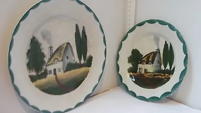 £12 • Buy Dartmoor Ware Hand Painted 2 Plates From The Bovey Tracey Pottery 21 Cm & 17 Cm