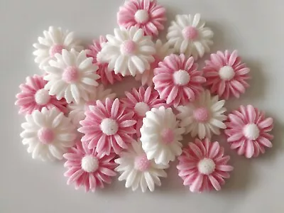 Cake Decoration Edible Sugar Pink & White/Fondant Daisy Flowers JANUARY SALE • £2.50