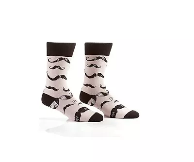 Yo Sox Sophisticated Mustache Funky Men's Crew Socks Dress Or Casual Size 7-12 • $6.99