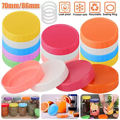 4/8Pcs Plastic Regular/Wide Mouth Mason Jar Canning Lids Replacement Leak Proof • $8.98