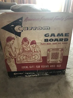 Vintage Carrom Game Wood Double Sided Board With Original Box And Pool Cues • $75