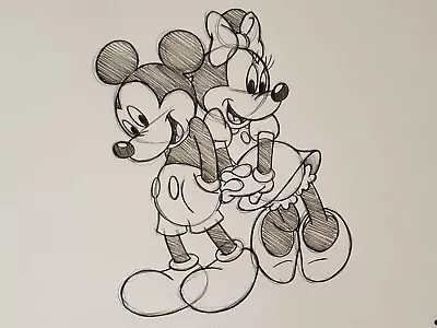 Disney Mickey And Minnie Mouse Drawing/sketch Animation Hand Made/drawn • $40