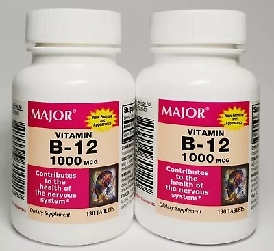 Major Vitamin B-12 1000mcg 130 Tablets (pack Of 2) EXP:08/2024 • $12.52