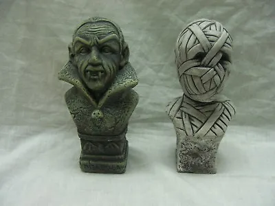 6 1/4  Mummy Dracula Cement Bust Halloween Decoration Table Top New • $9.99