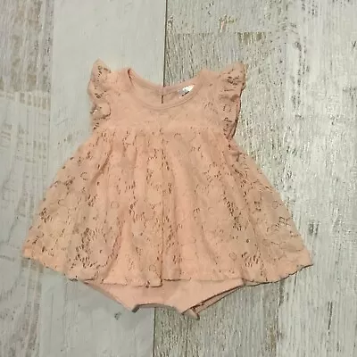 Baby  Girls Sz  0-3 Months One Piece / Dress Lace Cotton Lined VGUC • $8.90