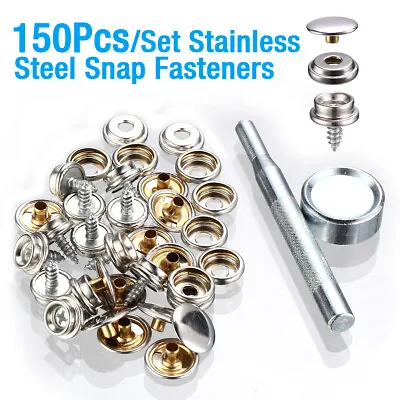 $13.59 • Buy 150Pcs Stainless Steel Boat Marine Canvas Fabric Snap Cover Button & Socket Kit