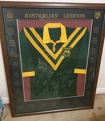 $1100 • Buy Australian Legends Signed Framed Rugby League Jersey LTD EDITION.
