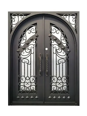 Cresson Double Front Entry Wrought Iron Door Rain Glass 72  X 96  Right Active • $4795