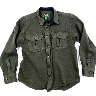 Vintage Cabelas Wool Shirt Mens Large Green Long Sleeve Button Up Heavyweight • $36.87