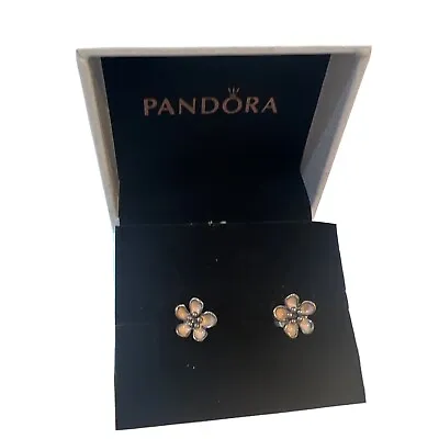 $50 • Buy Pandora Pink Enamel Cherry Blossom Flower Stud Earrings