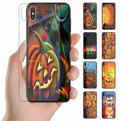 For OPPO Series - Halloween Print Tempered Glass Back Case Mobile Phone Cover #1 • $14.98