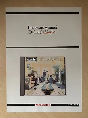 Original Oasis Definitely Maybe Full Page Magazine Promo Advert 1995 • £3.99
