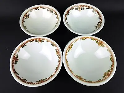 Vintage Sterling Vitrified China Green Brown Floral Restaurant Ware Cereal Bowls • $19.95