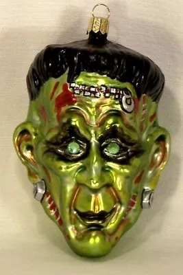 VINTAGE-Frankenstein's Monster W Rhinestone Eyes Glass Halloween Ornament Poland • $62.22