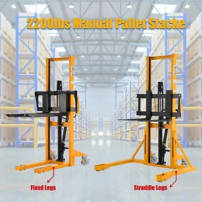 APOLLOLIFT 2200lbs W/ Fixed Leg/Straddle Leg Manual Lift Stacker Walkie Forklift • $1590