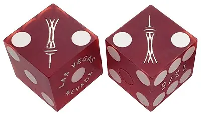 Genuine Stratosphere Las Vegas Casino Craps Dice Pair Red Frosted Mixed #s • $11.99