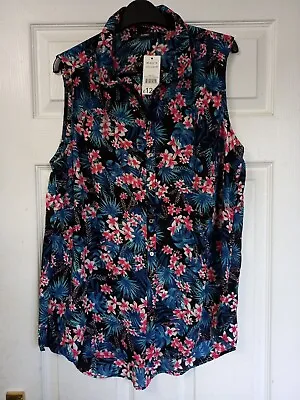 £6.50 • Buy George Size 16 Sleeveless Shirt Tropical Summer Print Floral
