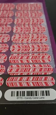 Jamberry Nails 8T73 CANDY CANE LANE CHRISTMAS RED Vintage Retired FULL SHEET NEW • $5