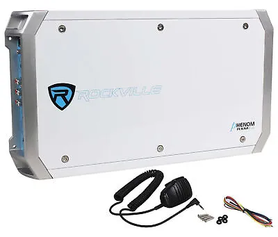 Rockville RXM-F4 Marine 4 Channel Amplifier 2400w Peak/600w RMS+PA Microphone • $159.95