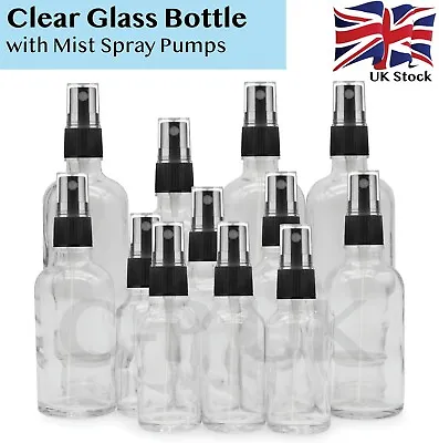 £3.15 • Buy CLEAR Glass Spray Bottle Mist Sprayer Atomiser Pump Wholesale 20, 30,50 & 100ml