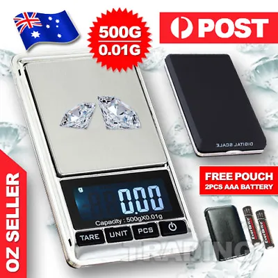 Portable 500g X 0.01g Digital Scale Jewelry Pocket Balance Gram LCD Herb Gold AU • $12.95