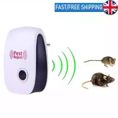 EU Plug Electronic Pest Repeller Ultrasonic Rejector Mosquito Rat Repellent • £5.09