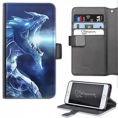 Fantasy Blue Ice Dragon PU Leather Wallet Phone Case;Flip Case;Cover • £14.99