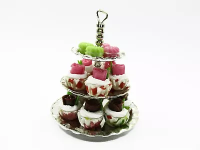 Dollhouse Miniature Set 3 Layer Bakery Cupcake Fill In Metal Display Stand 13725 • $14.49