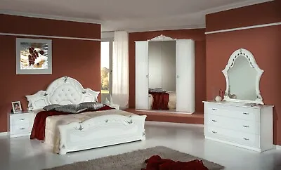 £1299 • Buy H2O Design Stella Italian White/Silver Bedroom Set With 4 Door Wardrobe £1299