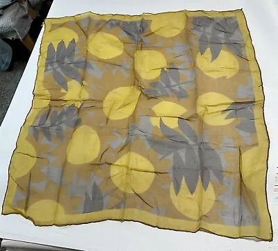 Vintage Verasheer Scarf Vera Neumann Gold Gray Vinal Silk Handrolled Japan Mod • $29.99