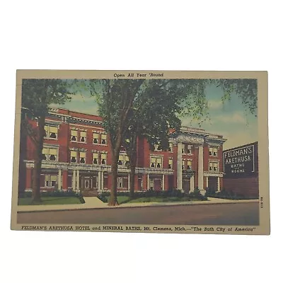 Mt. Clemens Michigan Postcard Feldman's Arethusa Hotel & Mineral Baths Bath City • $5.99