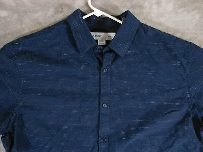 Old Navy Shirt Men's Large Button UShort Sleeve Blue Polka Dot Casual • $9.75