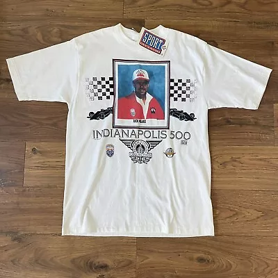 Vintage Large Rick Mears Indy 500 T-Shirt Mens  White 1994 Single Stitch • $34.99