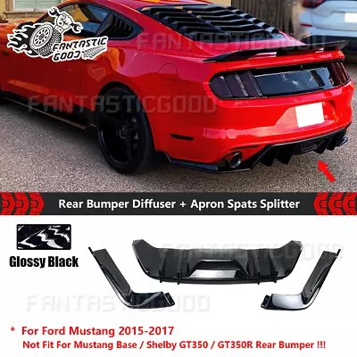 For Ford Mustang 2015-2017 HN Style Rear Bumper Diffuser & Apron Spats Splitter • $139.89