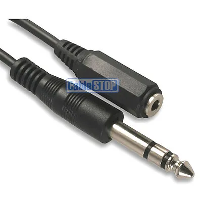 1.8m 6.35mm 1/4  STEREO Plug To 3.5mm Mini Aux Jack Female Socket Audio Cable • £4.35