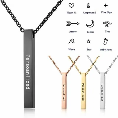 Personalized Stainless Steel Custom Necklace Gift Pattern Name Men Women Jewelry • $4