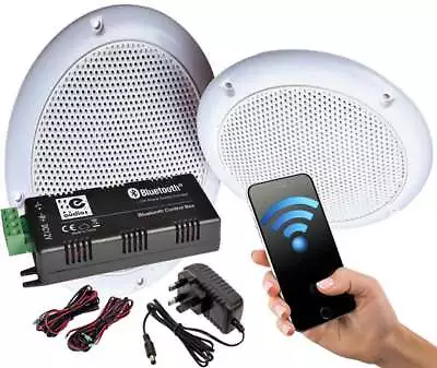£60.99 • Buy 2x 5inch White Bathroom Ceiling Speakers + Wireless Bluetooth 60w Amplifier B...