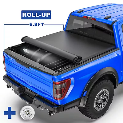 Roll-UP 6.8FT Soft Truck Bed Tonneau Cover For 17-24 Ford F-250 F-350 Super Duty • $150.79
