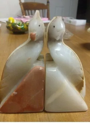 Vintage Italian Alabaster Cockatiels Bookends • $48