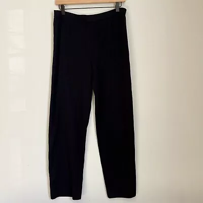 Misook Petite Pull-On Stretch Wide Leg Acrylic Knit Pants Large Petite Black • $44